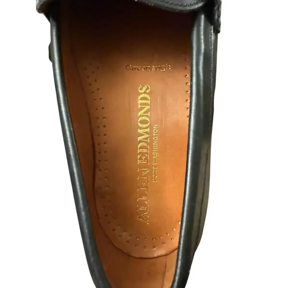 Allen Edmonds Cavanaugh Black Leather Penny Loafer Men size 10.5 D Black